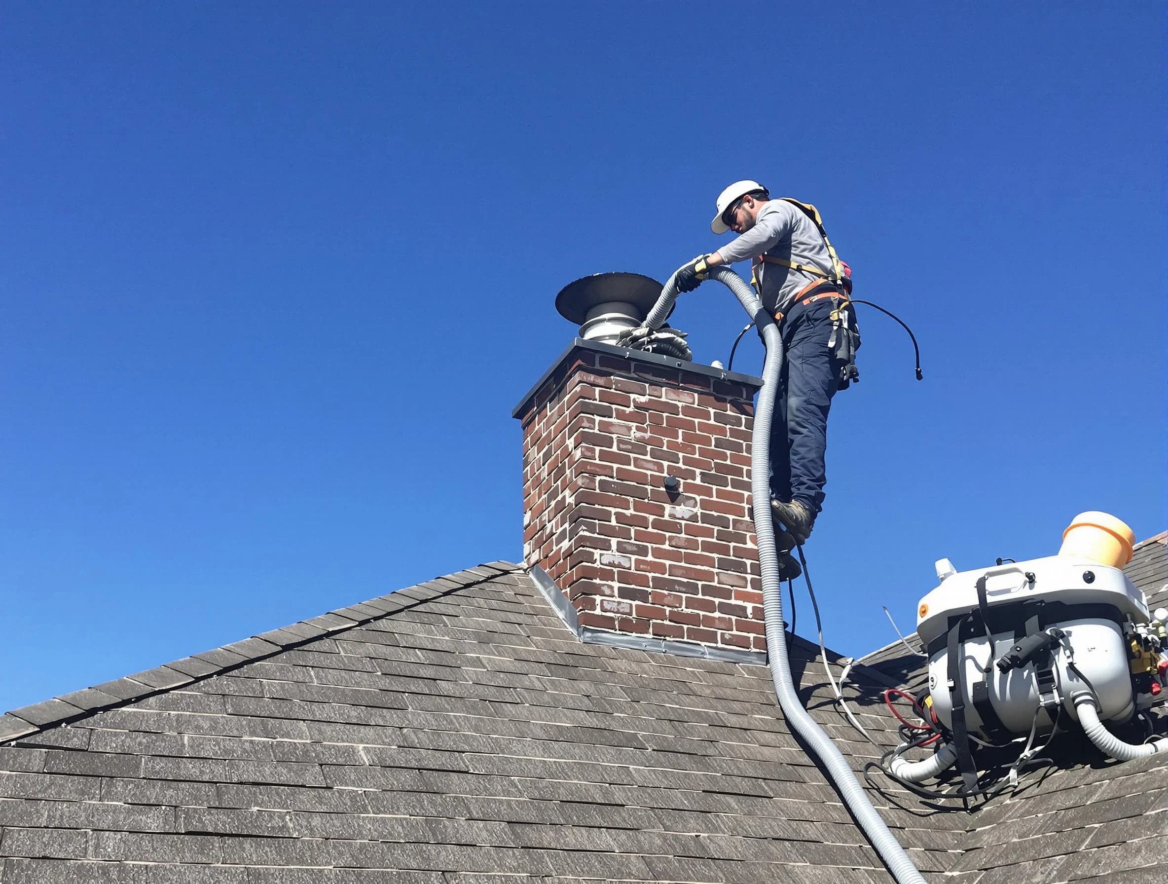 Dedicated La Cienega Chimney Sweep team member cleaning a chimney in La Cienega, NM