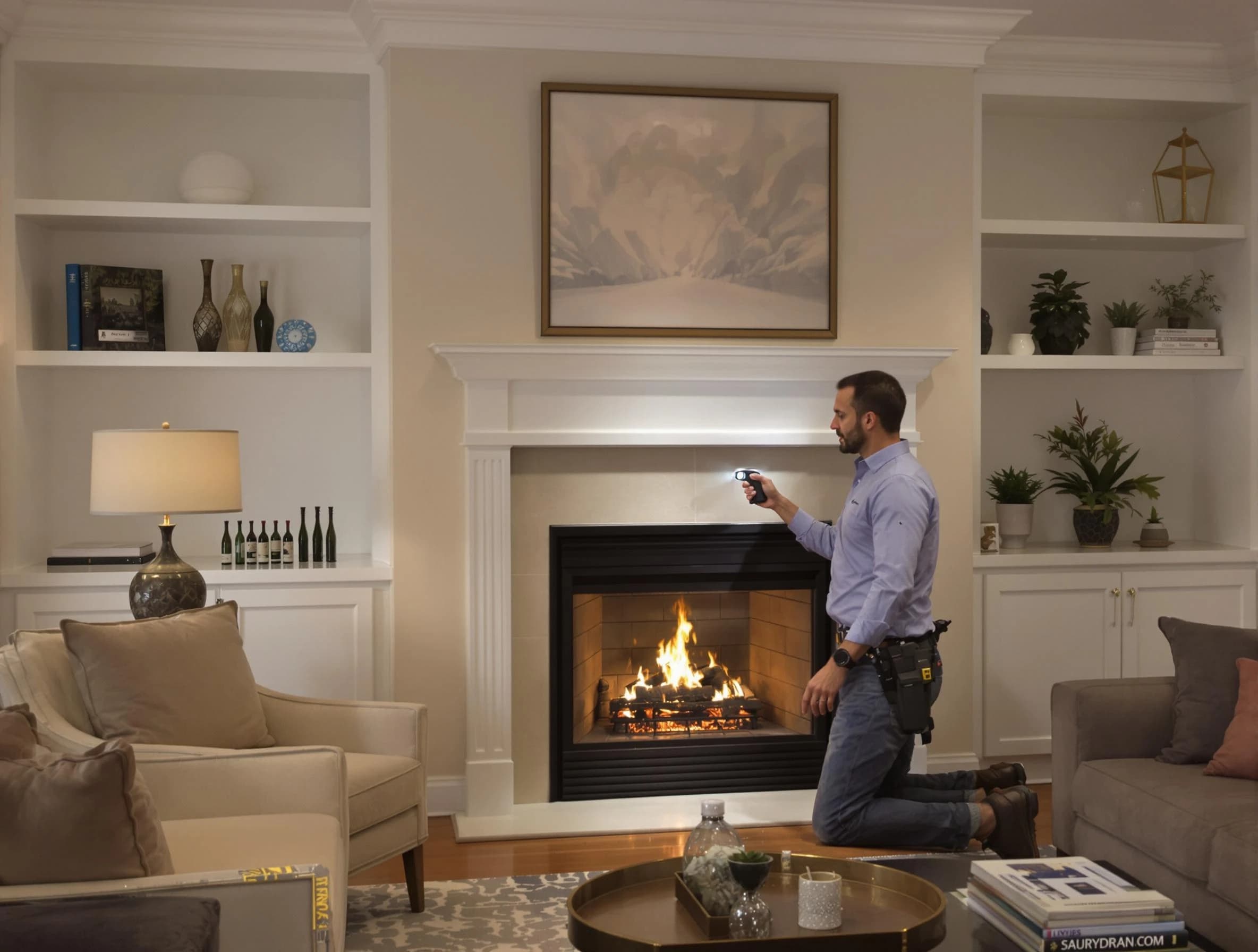 La Cienega Chimney Sweep conducting a fireplace safety inspection in La Cienega, NM